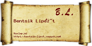 Bentsik Lipót névjegykártya